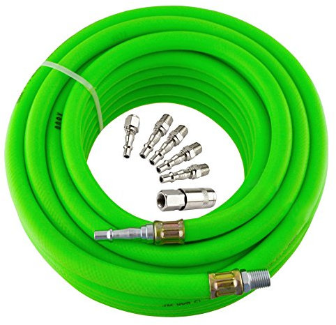 Airline Air Hose High Vis 8mm 10m 33ft Compressor with Quick Release Fittings