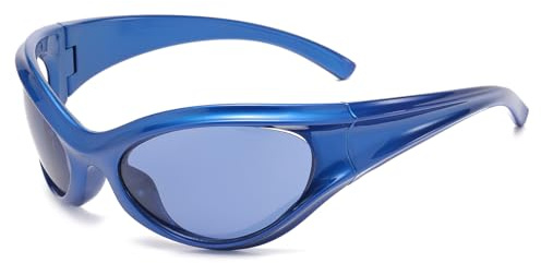 LJCZKA y2k Oversized Wrap Around Sunglasses for Men Women UV400 Protection | Vintage Oval Shades Trendy Sports for Cycling Driving Outdoor
