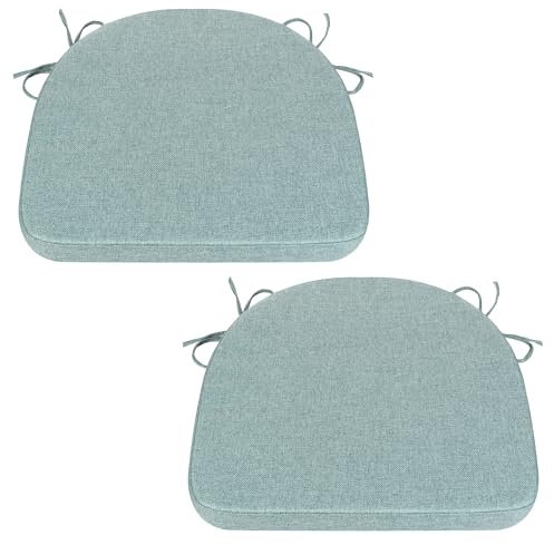 Comfortable Chair Cushions - 44x43x5cm Thick Foam Padding with Removable Cover and Secure Ties - Durable Seat Pad for Indoor/Outdoor Home, Patio, Garden - Portuguese Premium Fabric (Sky, Pack of 2)