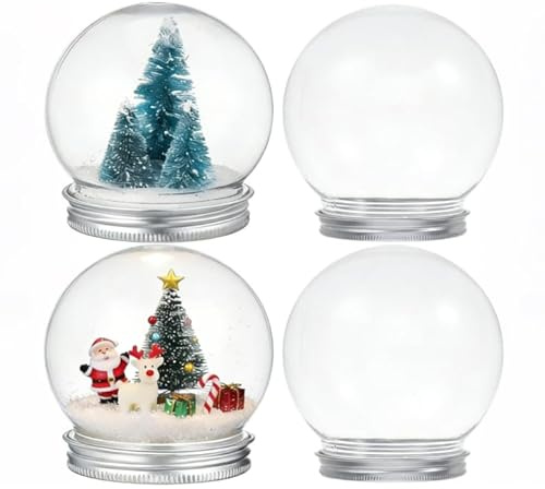 MOLUCKFU 4 Stück Schneekugel Klare Zum Basteln DIY Liefert Kunsthandwerk Zur Herstellung Von Weihnachtsversorgung Prop Transparent Aluminium