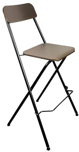Sgabello da Bar Pieghevole con Schienale, Sgabello Alto Pieghevole Portatile, Poggiapiedi Pieghevole capacità 90kg / 200lb, Marrone(60cm/24inch)