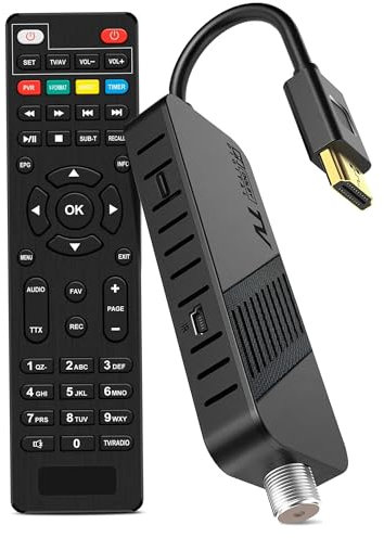 LEYF Ricevitore satellitare DVB-S2 Full HD 1080P HDMI TV Stick nascosto dietro TV display digitale H265 HEVC Main 10 bit telecomando universale 2 in 1 USB