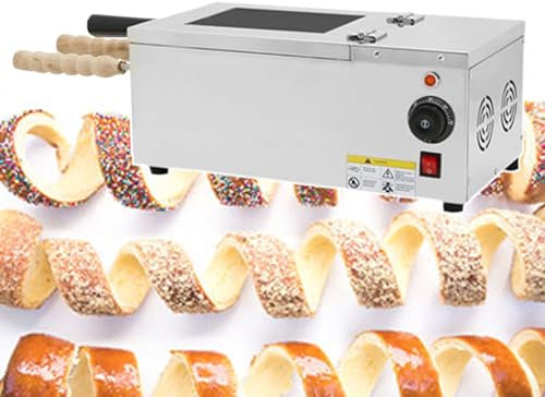 CASEGO Commercial Chimney Cake Maker, Ice Cream Bread Chimney Roller, Electric Bread Roll Grill Maker, Electric Cake Pop Roller Machine, with 2 Roller (110V)