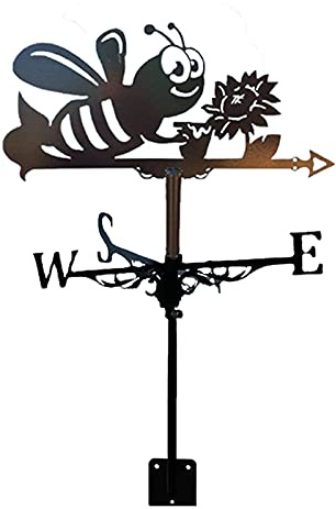 Generic Wetterfahne, Wetterhahn Edelstahl Metall Wetterfahne Mit Mount Wetter Schaufel Biene Dauerhafte Szene Wetterfahne Ornament Schwarzer Garten Mount Yard Dekoration/Stil 1/35X50Cm