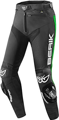 Berik Track Pantaloni di pelle, nero/verde, 52