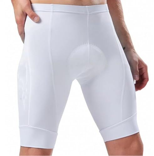 XYLRSMH Short Cycliste Homme Cuissard de Cyclisme Blanc avec Poignets coupés, Collant de Cyclisme for VTT, Tissu de vélo avec Coussin en Gel 9D, Bas élastique Cuissard Homme(White nobib,M)
