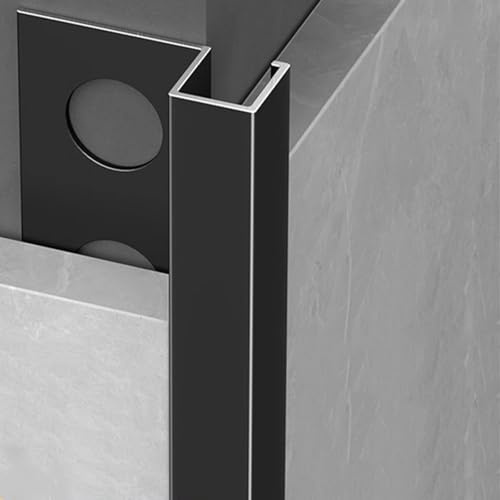 Perfil de esquina de aluminio para azulejos – Perfil de ángulo decorativo de 90 cm para bordes de suelo y pared, perfil protector, acabado mate