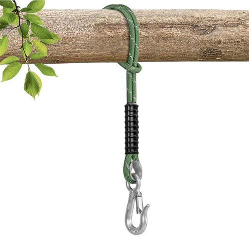 WWFFEN Schaukel Befestigung Seil,1.5M Baumschaukeln Hängematte Befestigung Hängematte Aufhängung Seil mit Haken für Hängesessel Indoor Outdoor Spielplatz Yoga Sandsäcke, Grün/450 kg Tragkraft