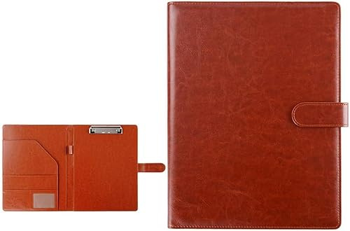 UZAMIRLEX A4 Padfolio Portfolio Binder, A4 PU Leather Conference Portfolio Binder With Multiple Pockets Multicolor 320x248mm(Brown)