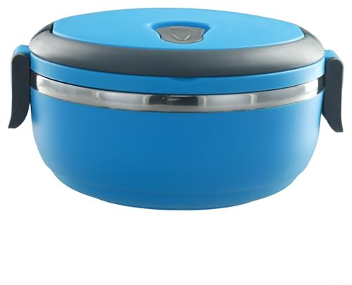 Yuanpgky Récipient alimentaire isotherme en acier inoxydable avec capacité de 700 ml pour l'école, le bureau et les voyages, boîte à déjeuner thermique ronde à une couche (bleu)