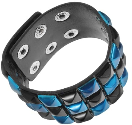 SHOWERORO Bracelet Punk Cuir Synthétique avec Clous Colorés Large Manchette Rock Légère et Accessoire Gothique pour Homme et Femme pour Halloween et Style Quotidien