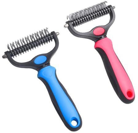 DIYEAH 2pièces Peigne Double Face pour Démêlage Chat et Chiot Outil de Toilettage pour Sous-poil Brosse de Démêlage pour Animaux de Compagnie Léger et Portable pour Voyages