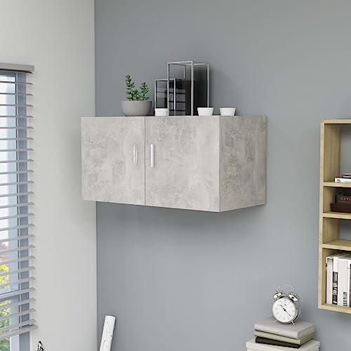 Mimdixy Estanteria Libros Estanterias Salon, Armario de Pared Madera contrachapada Gris hormigón 80x39x40 cm para Garaje, Almacén, Trastero, Cocina