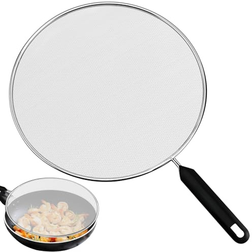Frying Pan Splatter Guard 29CM Splatter Splash Screen for Frying Pan Mesh Splash Splatter Guard for Frying Pan Stainless Steel Splatter Screens Cover Drain Board for Cooking Pots Frying Pan