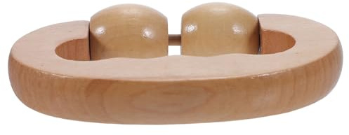 Khaki Holz Massageroller mit Gebogenem Griff für Rückenmassage | Büro und Reisen, zur Selbstmassage von Beinmuskeln, Tragbar und Vielseitig Einsetzbar