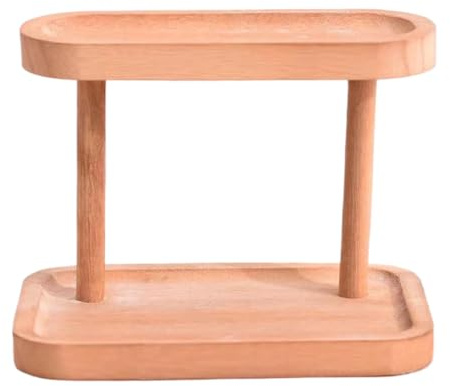 Estante para llaves para la - Organizador de madera con doble capa - Bandeja para llaves para la mesa de - para collar, anillo, cartera, teléfono, joyas en mesita de noche, Ko