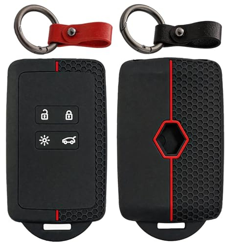 StratoNex Silikon Schlüsselgehäuse kompatibel mit Renault 4-Tasten Keycard, Autoschlüssel Hülle Kratzfest (Quadratische Tasten)