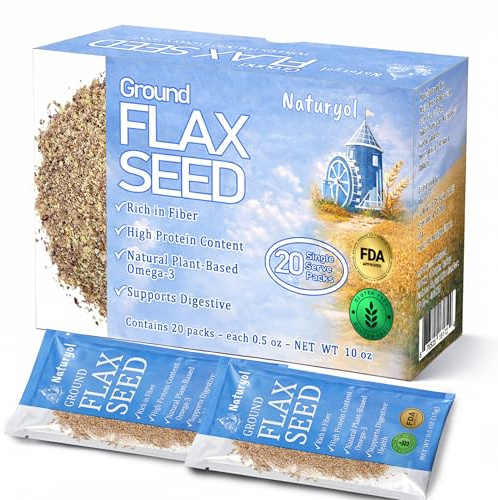 Naturyol Ground Flax Seed – Fiber-Rich Food for Salad Mixes, Ground Flax Seeds Travel Packets, Individual Packets, Linaza En Polvo, Salad Toppings & Keto Food,Gluten Free, Keto Friendly