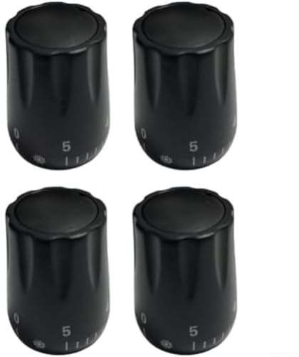 Pomo de válvula de termostato negro, 4 volantes de plástico ajustables para radiadores, mango giratorio de control de temperatura de calefacción (negro)