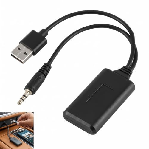 Adattatore Bluetooth per auto 5.0, ricevitore Bluetooth wireless 3.5 mm ricevitore audio senza fili jack da 3,5 mm con alimentazione USB, trasmissione musica stereo, compatibile con Autoradio