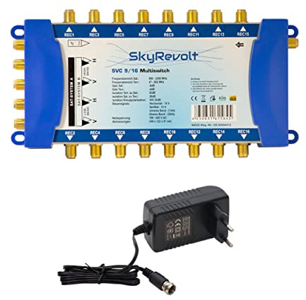 SkyRevolt SVC 9/16 Multiswitch externes Netzteil Multischalter 2 SAT für 16 Anschlüsse Satverteiler Digital HDTV FullHD 4K UHD 8K