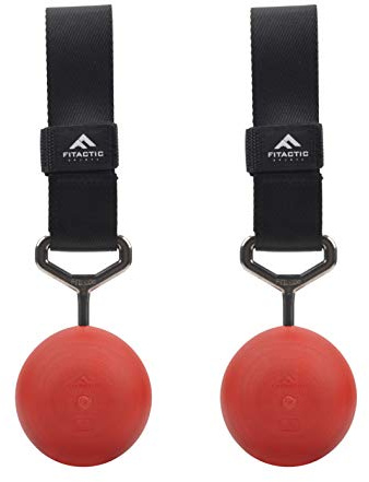 FITactic 3 Inches Rock Climbing Solid Training Cannonball Bomb Power Pull Up Ball Hold Grips for Straps for Finger, Forearm, Biceps, Back Muscles, Sports, Race (2 Balls, Red 3)