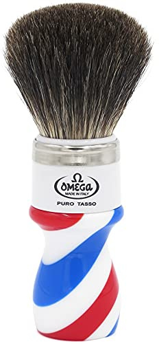 Brocha de Afeitar Tejón NegroBarber Pole Omega