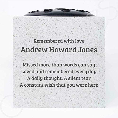 Angraves Personalised Missed More than Words Customised Memorial Graveside Flower Rose Bowl Vase