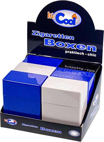 6 x Zigarettenbox XXXL Mega BUNT für je 40 Zigaretten Etui Kunststoff Raucherbedarf mit Sprungdeckel Farben schwarz grau blau