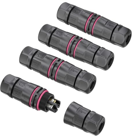 AOHUA IP68 Kabelverbinder Wasserdicht (4 Stück) - M20 2-Polig Steckverbinder, Outdoor Erdkabel Abzweigdose für Kabel Ø5.5-9.5mm, 500V/20A (AH-M20-2002Z01122)