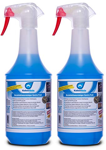 KaiserRein Profi Desinfektionsreiniger Gastro Küche 2x 1L - Hochwirksame Reinigung und Desinfektion speziell für den Lebensmittelbereich - Sprühbarer Küchenreiniger