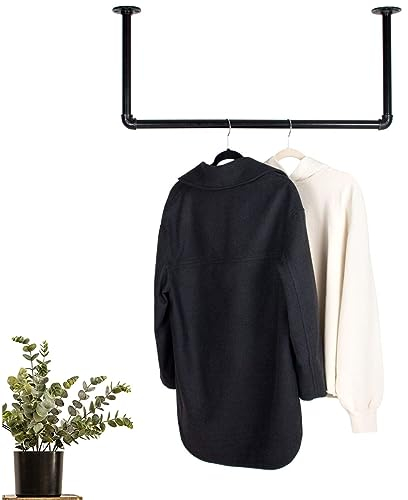 RSR Hangers Kleiderstange Garderobe Industrie Design für Decke | Breite 100 cm x Höhe 70 cm | Deckengarderobe | Garderobenstange | Ankleidezimmer | Schlafzimmer | Flur | begehbarer Kleiderschrank