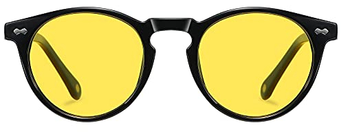 H HELMUT JUST Gafas De Sol Mujer Hombre Retro Redondas Polarizadas Conducir Tr90 Y Acetato HJ1011 (Nergo/Conduir de Noche)
