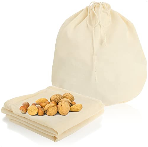 Robin Goods® 3x Bolsa de algodón para leche de frutos secos - Tela de colar multiuso - Tela de filtro para preparar leche de frutos secos, zumos y batidos (alrededor)