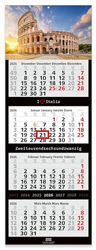 Geiger-Office Calendrier mural 2022 de 4 mois - Grand format - 33 x 90 cm - Motif italien