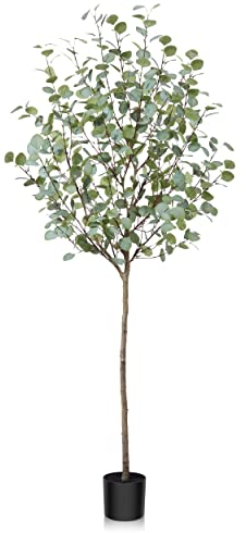 Fopamtri Künstliche Eukalyptus 180 cm Künstliche Pflanze Eukalyptus Deko für Drinnen Draußen Modern Decor Kunstpflanzen Plastikpflanzen im Topf für Home Schlafzimmer Büro Garten (1 Stück)