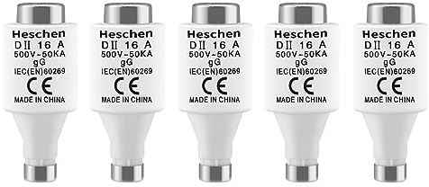 Heschen Keramische Neozed-Sicherungseinsätze, DII-Typ Sicherungseinsatz, 16A 500VAC, gG-Typ, für Kabel und Leitungsschutz, 5 Stück