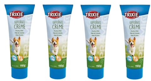 Trixie Premio Geflügelcreme | 4er Pack | 4 x 110 g | Fleischsnack für Hunde | Kann dabei helfen das Einnehmen von Medikamenten zu erleichtern | Gut geeignet als Belohnung | Laktosefrei