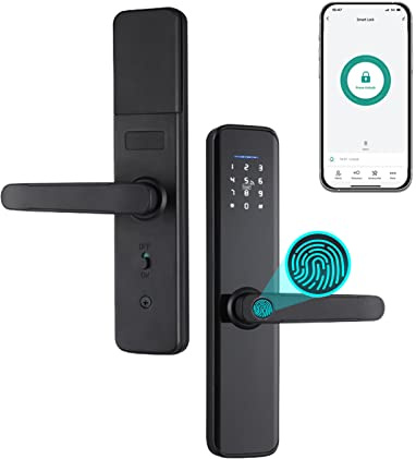 HUIOP Smart Lock Fingerprint Lock Door Lock Keypad Door Lock with Handle Fingerprint Electronic Deadbolt Door Lock Smart Door Lock Compatible with APP,Smart Fingerprint Door Lock