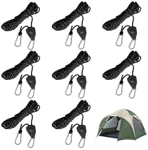 8 stycken 2 m justerbar repspärrhake med krok, spänne repspärrhake solsegel, växtlampa hängare repspänning spärrrep för campingtält, lampor, krukväxter, fläktar, nylon