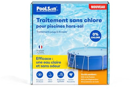 BSI - PooLSan - Spécial Piscine Hors-Sol - Solution sans Chlore - pour Une Désinfection Totale - Jusqu'à 6 Mois - Elaboré en Europe