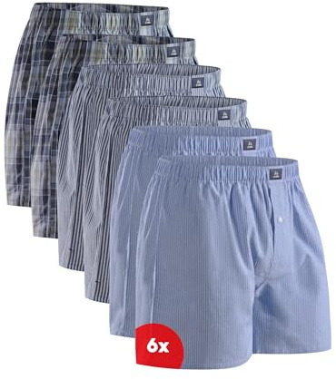 DANISH ENDURANCE Vävda boxershorts för män, ekologisk bomull, 4 och 6-pack | Organiska bomullsvävda boxershorts, lätta och andningsbara med lös passform och knappgylf för avkoppling och sömn