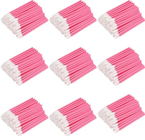 900 Pièces Pinceau à Lèvres, BetterJonny Applicateur Batonnet Brosse à Lèvres Applicateur Levre Lip Brush Pinceaux de Maquillage Parfait Outil de Maquillage Kits(Rose）