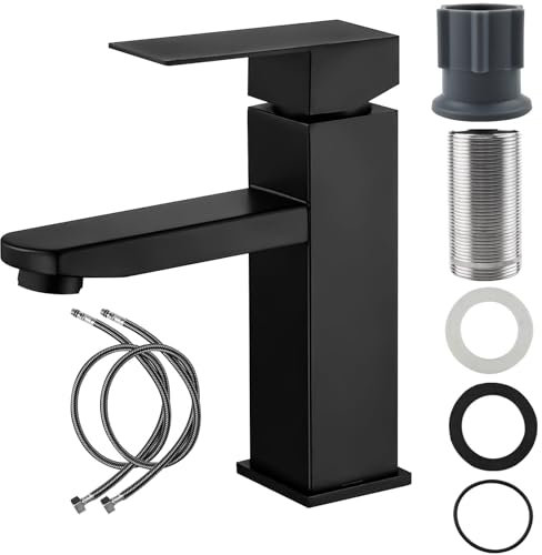 Rubinetto Bagno Nero - Miscelatore Lavabo in Acciai Inossidabili con Acqua Calda/Fredda, Design Ergonomico e Filtrazione Avanzata per WC e Bagno