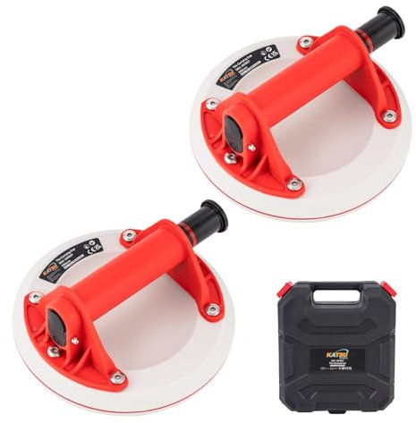 KATSU Tools 2 Unidades Ventosa Manual 8, Silicona Triple Capa, Carga 160kg, para Levantar Vidrio, Baldosas, Mármol, Parabrisas, Losa de Piedra