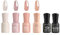 Esmaltes Semipermanentes en Gel Jelly 6 Colores, Pintauñas UV/LED Soak Off, Kit de Uñas en Gel para Manicura Natural (Serie rosa nude + capa base + capa superior)