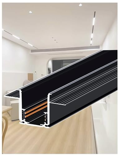 Generisch Aluminium Recessed Magnetic LED Track Rail, Plaster-in Ceiling Track for Flush Mount Lights, Modern for Home, Kitchen, Bathroom, Store(150cm/59in)