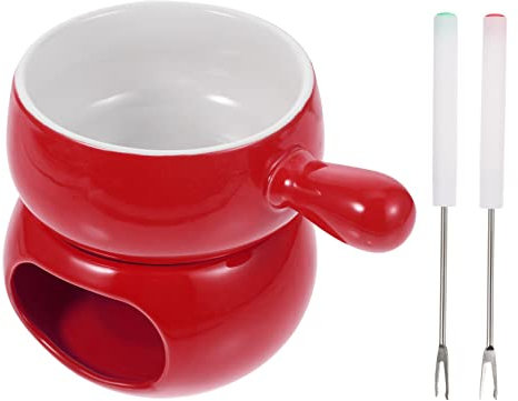 OUNONA 1Set Fonduta Cioccolato con Forchette e Base Utensile per Riscaldamento Cioccolato Cucine Ristoranti e Feste