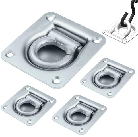 DHSWNNG 4 Pezzi Occhielli di Ancoraggio, Anelli di Ancoraggio per Furgoni Ganci Fissaggio Occhielli 800 kg Rimorchi per Il Fissaggio del Carico Trasporto Merci