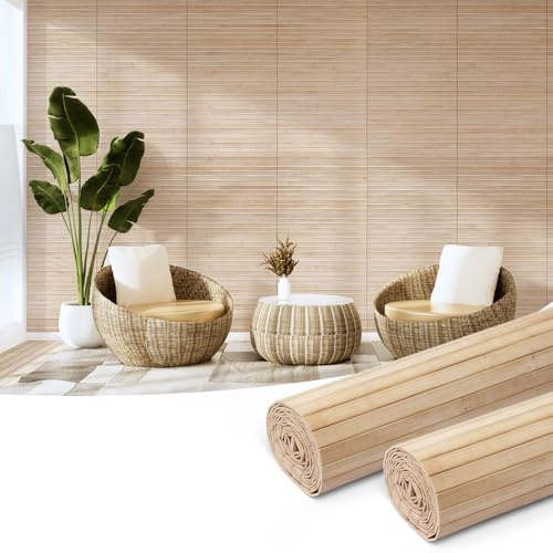 Art3d Natural Bamboo Wall Panel for Interior Wall Decor, Renewable Pole Wrap Wainscoting Paneling for Wall Ceiling Furniture Cabinet Office, 12 x 96 Inch, 2-Pack - Carbonized | For Interior Wall Decoration, Ceiling, Furniture, Cabinet, Office, 30 x 244 cm, Carbon